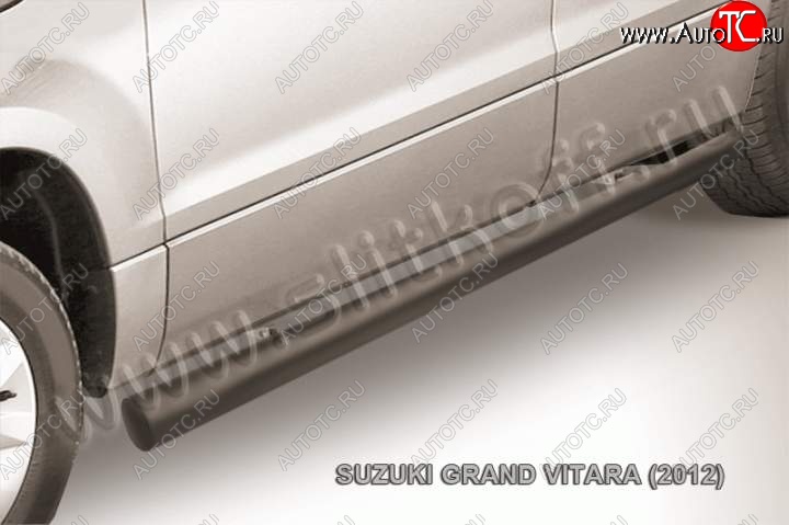 9 199 р. Защита порогов Slitkoff  Suzuki Grand Vitara  JT 5 дверей (2012-2016) 2-ой рестайлинг (Цвет: серебристый)  с доставкой в г. Омск