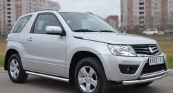 14 849 р. Защита порогов из круглой трубы диаметром 63 мм (3 дв.) Russtal Suzuki Grand Vitara JT 3 двери 2-ой рестайлинг (2012-2016) (Защита порогов с со скосами на торцах (вариант 1))  с доставкой в г. Омск. Увеличить фотографию 3