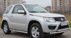 14 849 р. Защита порогов из круглой трубы диаметром 63 мм (3 дв.) Russtal Suzuki Grand Vitara JT 3 двери 2-ой рестайлинг (2012-2016) (Защита порогов с со скосами на торцах (вариант 1))  с доставкой в г. Омск. Увеличить фотографию 9