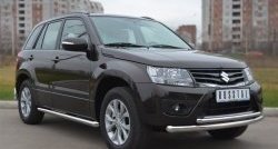 14 849 р. Защита порогов из круглой трубы диаметром 63 мм (5 дв.) Russtal Suzuki Grand Vitara JT 5 дверей 2-ой рестайлинг (2012-2016) (Защита порогов с со скосами на торцах (вариант 1))  с доставкой в г. Омск. Увеличить фотографию 4