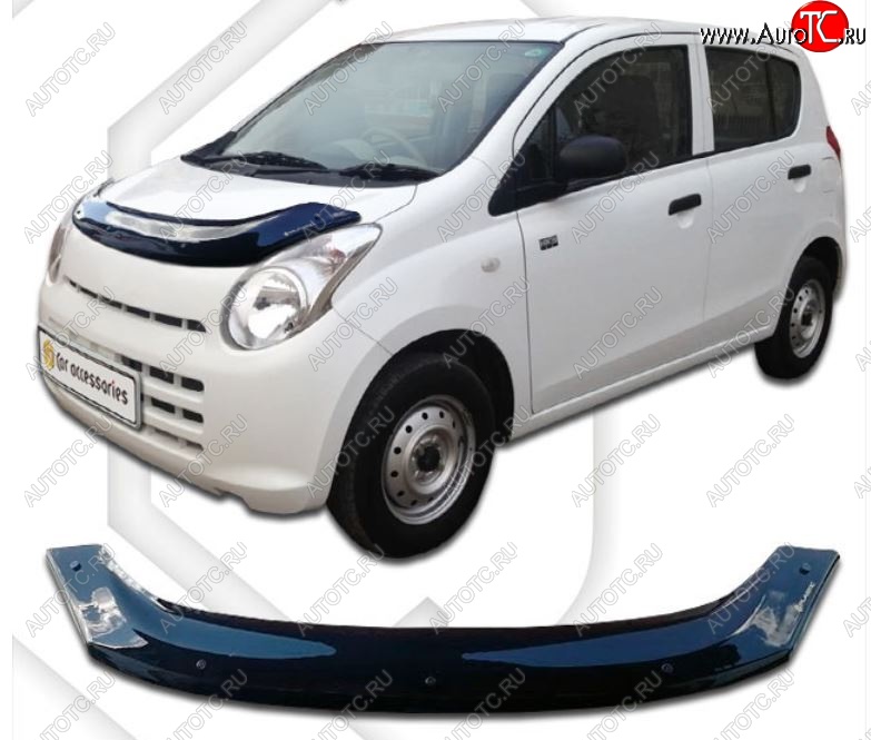 1 839 р. Дефлектор капота CA-Plastiс  Suzuki Alto  HA25-35 (2009-2014) хэтчбэк 5 дв. (Classic черный, Без надписи)  с доставкой в г. Омск