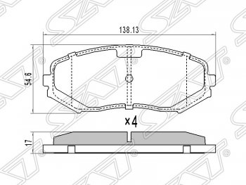 Колодки тормозные SAT (передние) Suzuki Grand Vitara JT 3 двери дорестайлинг (2005-2008)