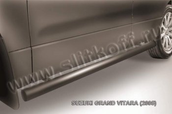 9 199 р. Защита порогов Slitkoff  Suzuki Grand Vitara  JT 5 дверей (2008-2012) 1-ый рестайлинг (Цвет: серебристый)  с доставкой в г. Омск. Увеличить фотографию 1