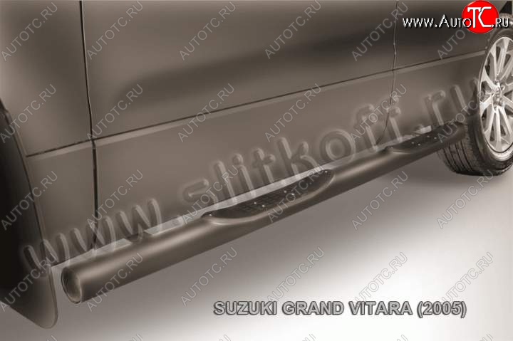 10 749 р. Защита порогов Slitkoff Suzuki Grand Vitara JT 5 дверей дорестайлинг (2005-2008) (Цвет: серебристый)  с доставкой в г. Омск