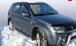 14 899 р. Широкая защита порогов с трубой диаметром 42 мм Slitkoff  Suzuki Grand Vitara  JT 5 дверей (2008-2012) 1-ый рестайлинг (Цвет: нержавеющая полированная сталь)  с доставкой в г. Омск. Увеличить фотографию 1