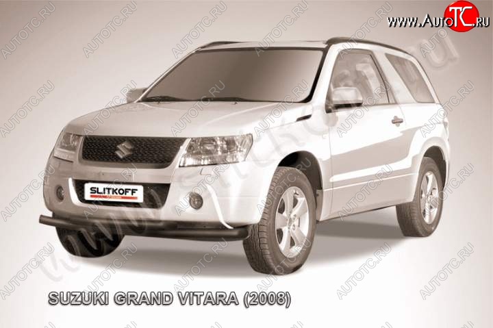 7 249 р. Защита переднего бампер Slitkoff  Suzuki Grand Vitara  JT 3 двери (2005-2008) дорестайлинг (Цвет: серебристый)  с доставкой в г. Омск