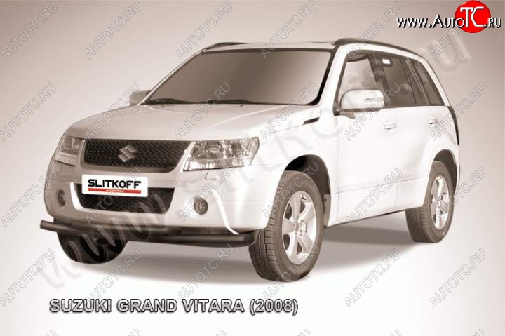 6 999 р. Защита переднего бампер Slitkoff  Suzuki Grand Vitara ( JT 3 двери,  JT 5 дверей) (2008-2012) 1-ый рестайлинг, 1-ый рестайлинг (Цвет: серебристый)  с доставкой в г. Омск