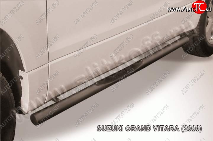 10 749 р. Защита порогов Slitkoff Suzuki Grand Vitara JT 3 двери дорестайлинг (2005-2008) (Цвет: серебристый)  с доставкой в г. Омск