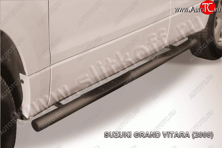 10 749 р. Защита порогов Slitkoff Suzuki Grand Vitara JT 5 дверей дорестайлинг (2005-2008) (Цвет: серебристый)  с доставкой в г. Омск