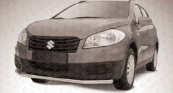 8 699 р. Одинарная защита переднего бампера из трубы диаметром 57 мм Slitkoff  Suzuki SX4  JYB, JYA (2013-2016) хэтчбэк дорестайлинг (Цвет: нержавеющая полированная сталь)  с доставкой в г. Омск. Увеличить фотографию 1