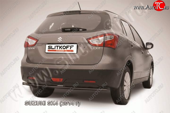 6 999 р. Защита задняя Slitkoff  Suzuki SX4  JYB, JYA (2013-2016) хэтчбэк дорестайлинг (Цвет: серебристый)  с доставкой в г. Омск