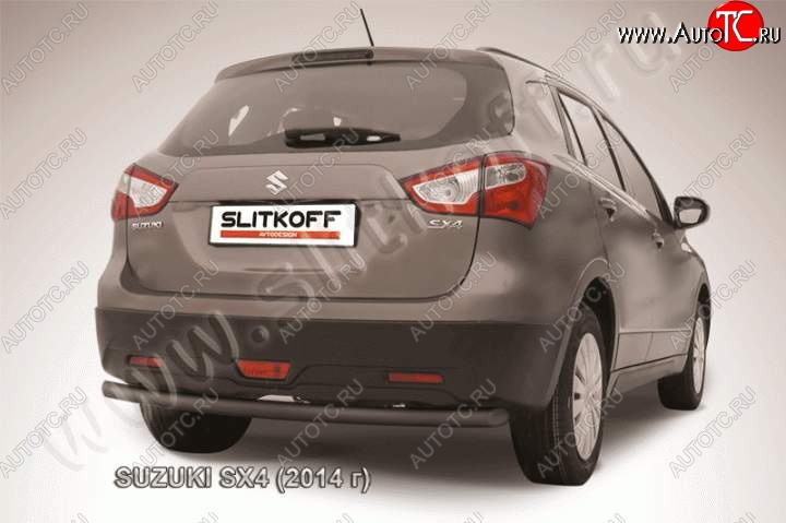 6 599 р. Защита задняя Slitkoff  Suzuki SX4  JYB, JYA (2013-2016) хэтчбэк дорестайлинг (Цвет: серебристый)  с доставкой в г. Омск