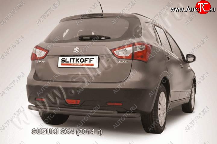 6 999 р. Защита задняя Slitkoff  Suzuki SX4  JYB, JYA (2013-2016) хэтчбэк дорестайлинг (Цвет: серебристый)  с доставкой в г. Омск