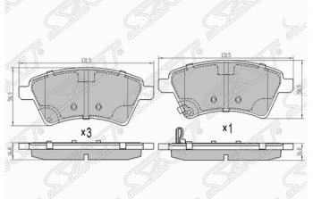 Комплект передних тормозных колодок SAT Suzuki (Сузуки) SX4 (СХ4)  GYC21S (2006-2012) GYC21S дорестайлинг седан