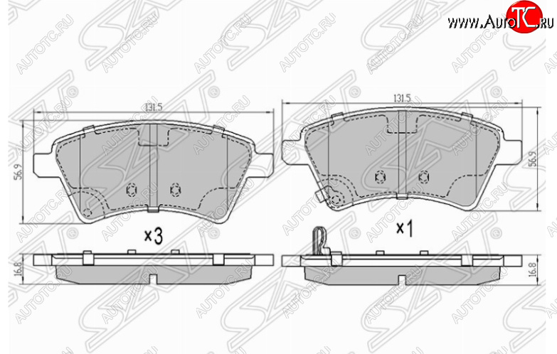 1 469 р. Комплект передних тормозных колодок SAT  Suzuki SX4  GYC21S (2006-2012) дорестайлинг седан  с доставкой в г. Омск