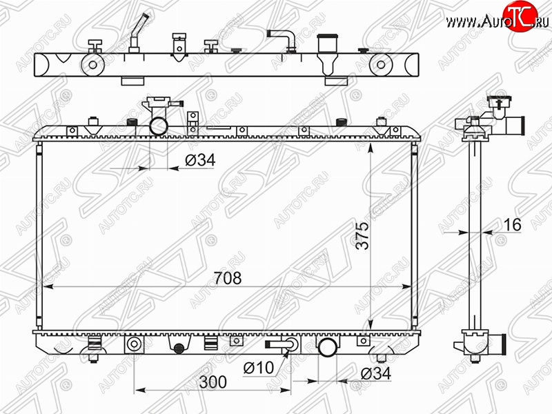 7 599 р. Радиатор двигателя SAT Suzuki SX4 GYA,GYB  рестайлинг, хэтчбэк (2010-2016)  с доставкой в г. Омск