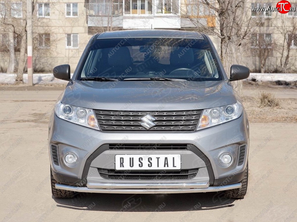 14 899 р. Защита переднего бампера (2 трубыØ42 мм, нержавейка) SLITKOFF  Suzuki Vitara  LY (2015-2019) дорестайлинг  с доставкой в г. Омск