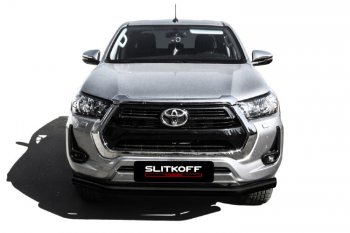 11 849 р. Защита переднего бампера Slitkoff (Ø 76 мм).  Toyota Hilux  AN120 (2017-2020) 1-ый рестайлинг (Сталь с полимерным покрытием. Цвет: черный)  с доставкой в г. Омск. Увеличить фотографию 2