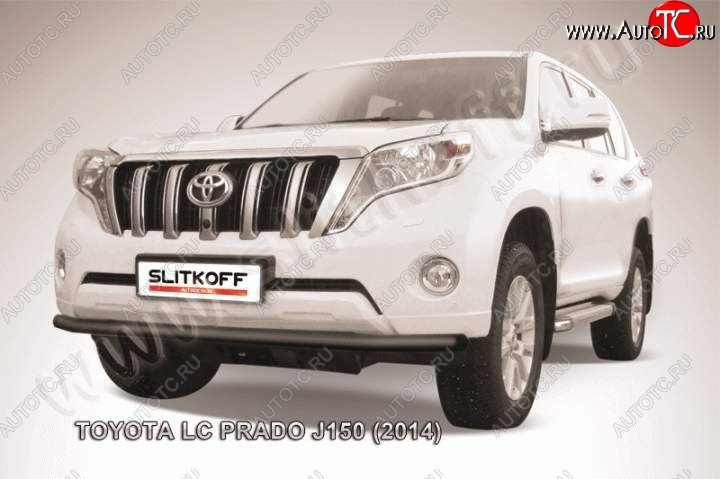 13 199 р. Защита переднего бампер Slitkoff  Toyota Land Cruiser Prado  J150 (2013-2017) 1-ый рестайлинг (Цвет: серебристый)  с доставкой в г. Омск