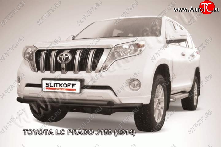 11 299 р. Защита переднего бампер Slitkoff  Toyota Land Cruiser Prado  J150 (2013-2017) 1-ый рестайлинг (Цвет: серебристый)  с доставкой в г. Омск