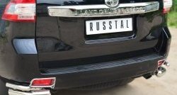 Защита заднего бампера (2 трубы Ø76 и 42 мм уголки, нержавейка) Russtal Toyota Land Cruiser Prado J150 1-ый рестайлинг (2013-2017)