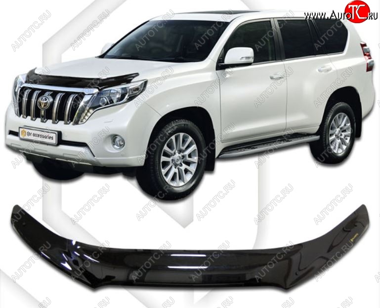 2 149 р. Дефлектор капота CA-Plastiс  Toyota Land Cruiser Prado  J150 (2013-2017) 1-ый рестайлинг (Classic черный, Без надписи)  с доставкой в г. Омск