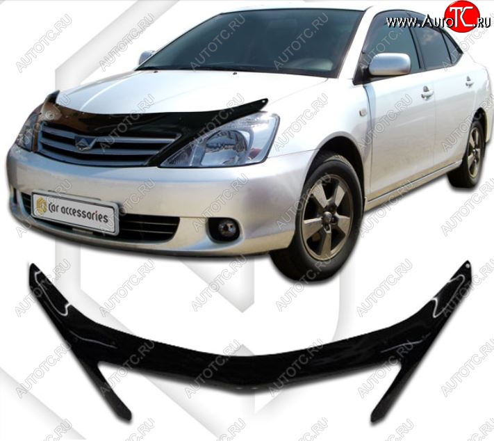 2 489 р. Дефлектор капота CA-Plastiс  Toyota Allion  T240 (2001-2007) седан дорестайлинг, седан рестайлинг (Classic черный, Без надписи)  с доставкой в г. Омск