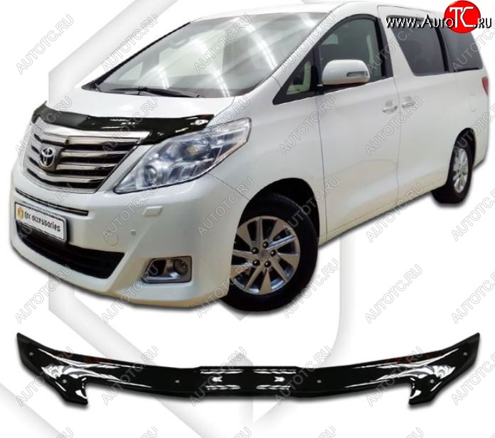 2 199 р. Дефлектор капота (DBA-GGH20W, ATH20W, ANH20W, ANH25W, GGH20W, GGH25W) CA-Plastiс  Toyota Alphard  H20 (2011-2015) рестайлинг (Classic черный, Без надписи)  с доставкой в г. Омск