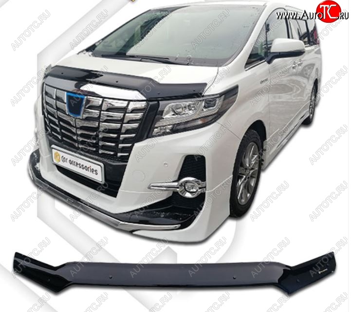 2 079 р. Дефлектор капота CA-Plastiс  Toyota Alphard  H30 (2015-2018) дорестайлинг (Classic черный, Без надписи)  с доставкой в г. Омск