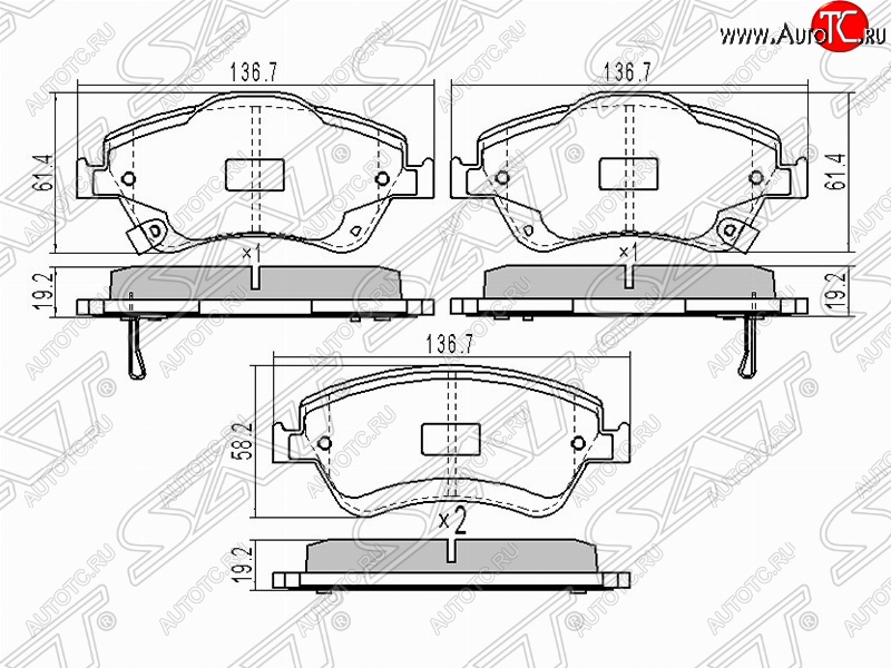 1 279 р. Колодки тормозные (передние) SAT  Toyota Auris  E150 - Corolla  E150  с доставкой в г. Омск