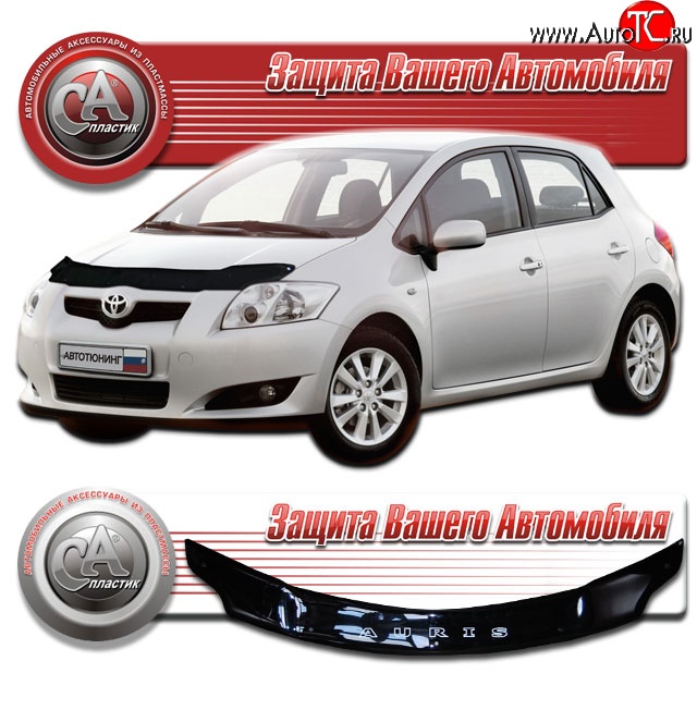 2 079 р. Дефлектор капота CA-Plastic  Toyota Auris  E150 (2006-2010) хэтчбэк 5 дв. дорестайлинг (Classic черный, Без надписи)  с доставкой в г. Омск