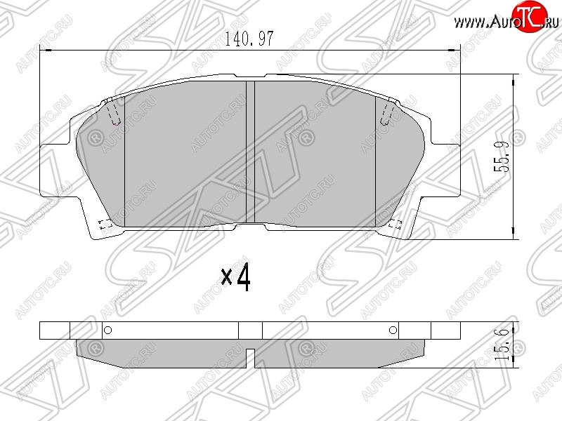 1 349 р. Колодки тормозные SAT (передние) Toyota Carina T190 седан дорестайлинг (1992-1994)  с доставкой в г. Омск