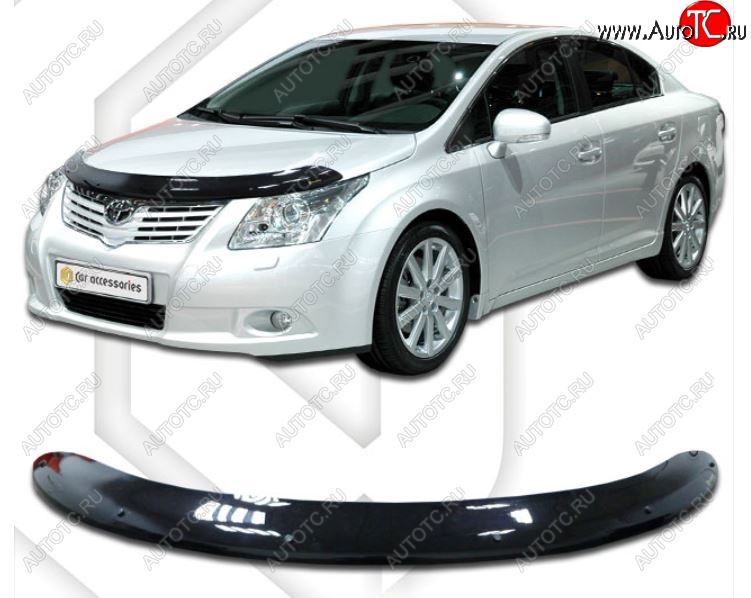 2 079 р. Дефлектор капота CA-Plastiс Toyota Avensis T270 седан дорестайлинг (2008-2011) (Classic черный, Без надписи)  с доставкой в г. Омск