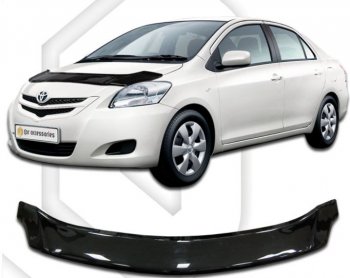 1 999 р. Дефлектор капота (NCP96, KSP92, SCP92) CA-Plastiс Toyota Belta/Yaris XP90 седан (2005-2012) (Classic черный, Без надписи)  с доставкой в г. Омск. Увеличить фотографию 1