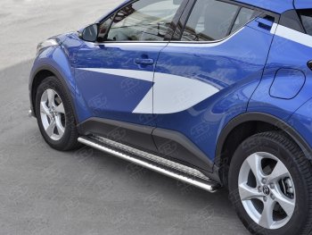 30 649 р. Пороги труба 120х60 Russtal (овал с проступью) Toyota C-HR NGX10, ZGX10 дорестайлинг (2016-2019)  с доставкой в г. Омск. Увеличить фотографию 3