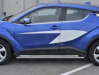 20 749 р. Пороги труба 75х42 Russtal (овал с проступью) Toyota C-HR NGX10, ZGX10 дорестайлинг (2016-2019)  с доставкой в г. Омск. Увеличить фотографию 2