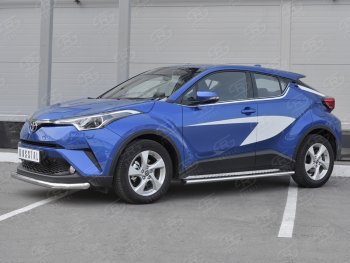 15 399 р. Защита переднего бампера (Ø63 мм, нержавейка) SLITKOFF  Toyota C-HR  NGX10, ZGX10 (2016-2019) дорестайлинг  с доставкой в г. Омск. Увеличить фотографию 2