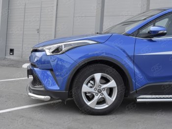 15 399 р. Защита переднего бампера (Ø63 мм, нержавейка) SLITKOFF  Toyota C-HR  NGX10, ZGX10 (2016-2019) дорестайлинг  с доставкой в г. Омск. Увеличить фотографию 3