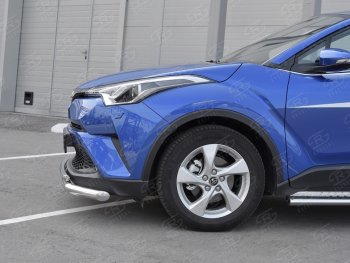 15 599 р. Защита переднего бампера (2 трубы Ø63 и 42 мм, нержавейка) SLITKOFF  Toyota C-HR  NGX10, ZGX10 (2016-2019) дорестайлинг  с доставкой в г. Омск. Увеличить фотографию 3