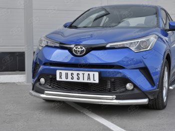 15 599 р. Защита переднего бампера (2 трубы Ø63 и 42 мм, нержавейка) SLITKOFF  Toyota C-HR  NGX10, ZGX10 (2016-2019) дорестайлинг  с доставкой в г. Омск. Увеличить фотографию 4