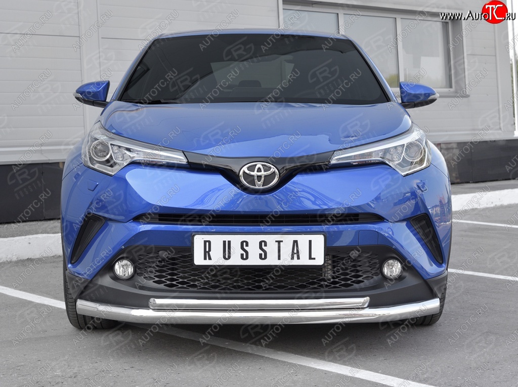 15 599 р. Защита переднего бампера (2 трубы Ø63 и 42 мм, нержавейка) SLITKOFF  Toyota C-HR  NGX10, ZGX10 (2016-2019) дорестайлинг  с доставкой в г. Омск