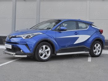 23 549 р. Защита переднего бампера (Ø63 мм с клыками, нержавейка) SLITKOFF Toyota C-HR NGX10, ZGX10 дорестайлинг (2016-2019)  с доставкой в г. Омск. Увеличить фотографию 2