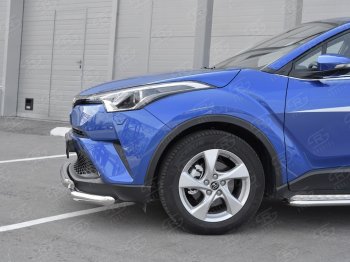 23 549 р. Защита переднего бампера (Ø63 мм с клыками, нержавейка) SLITKOFF Toyota C-HR NGX10, ZGX10 дорестайлинг (2016-2019)  с доставкой в г. Омск. Увеличить фотографию 3