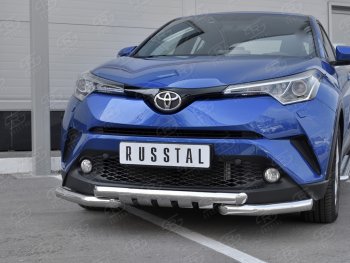 23 549 р. Защита переднего бампера (Ø63 мм с клыками, нержавейка) SLITKOFF Toyota C-HR NGX10, ZGX10 дорестайлинг (2016-2019)  с доставкой в г. Омск. Увеличить фотографию 4