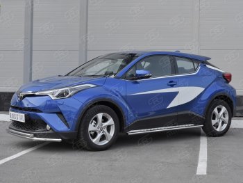 14 999 р. Защита переднего бампера (2 трубы Ø42 мм, нержавейка) SLITKOFF  Toyota C-HR  NGX10, ZGX10 (2016-2019) дорестайлинг  с доставкой в г. Омск. Увеличить фотографию 3