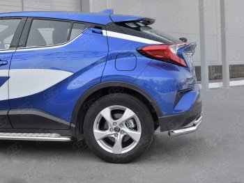 15 999 р. Защита заднего бампера (2 трубы Ø63 и 42 мм, нержавейка) SLITKOFF  Toyota C-HR  NGX10, ZGX10 (2016-2019) дорестайлинг  с доставкой в г. Омск. Увеличить фотографию 3