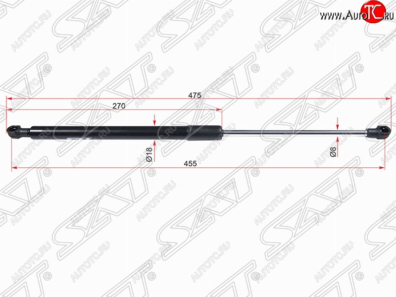 799 р. Правый газовый упор крышки багажника SAT Toyota Caldina T240 универсал дорестайлинг (2002-2004)  с доставкой в г. Омск