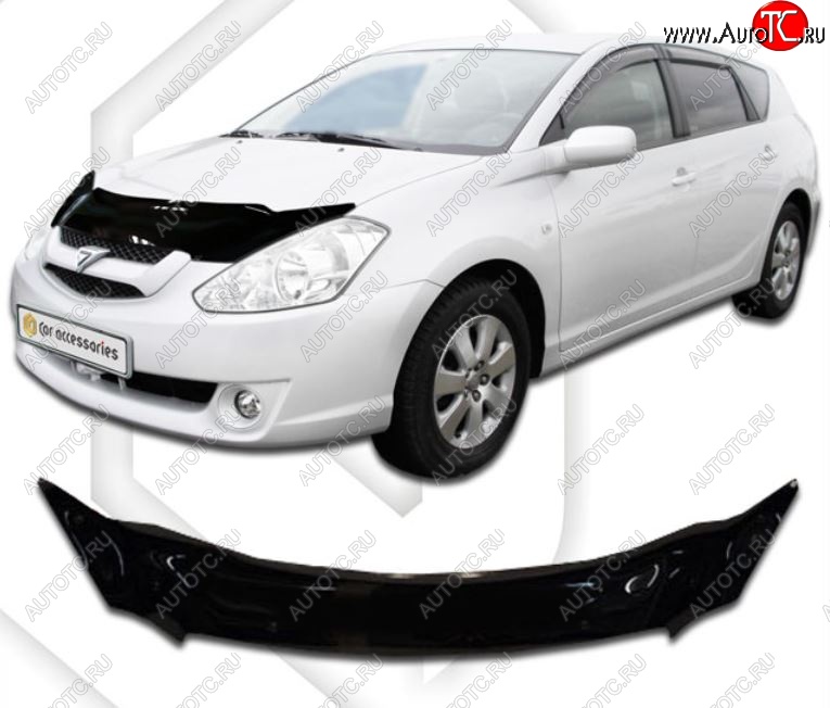 2 259 р. Дефлектор капота CA-Plastiс exclusive  Toyota Caldina  T240 (2002-2007) универсал дорестайлинг, универсал рестайлинг (Classic черный, Без надписи)  с доставкой в г. Омск