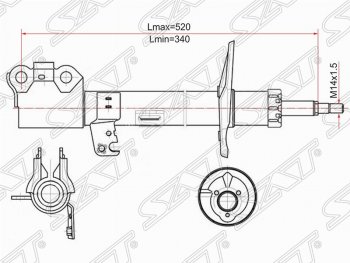 Левый амортизатор передний (2WD, 4WD) SAT Toyota Caldina T240 универсал дорестайлинг (2002-2004)