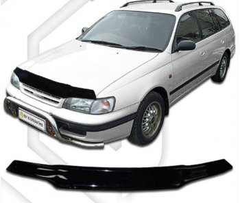 1 839 р. Дефлектор капота CA-Plastiс Toyota Caldina T190 дорестайлинг универсал (1992-1995) (Classic черный, Без надписи)  с доставкой в г. Омск. Увеличить фотографию 1